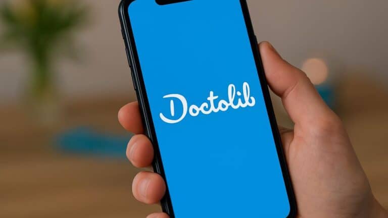 Un téléphone sur l'appli Doctolib