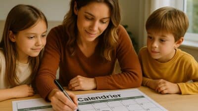 Une famille face au calendrier scolaire.