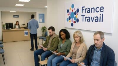 Des chômeurs dans une agence France Travail