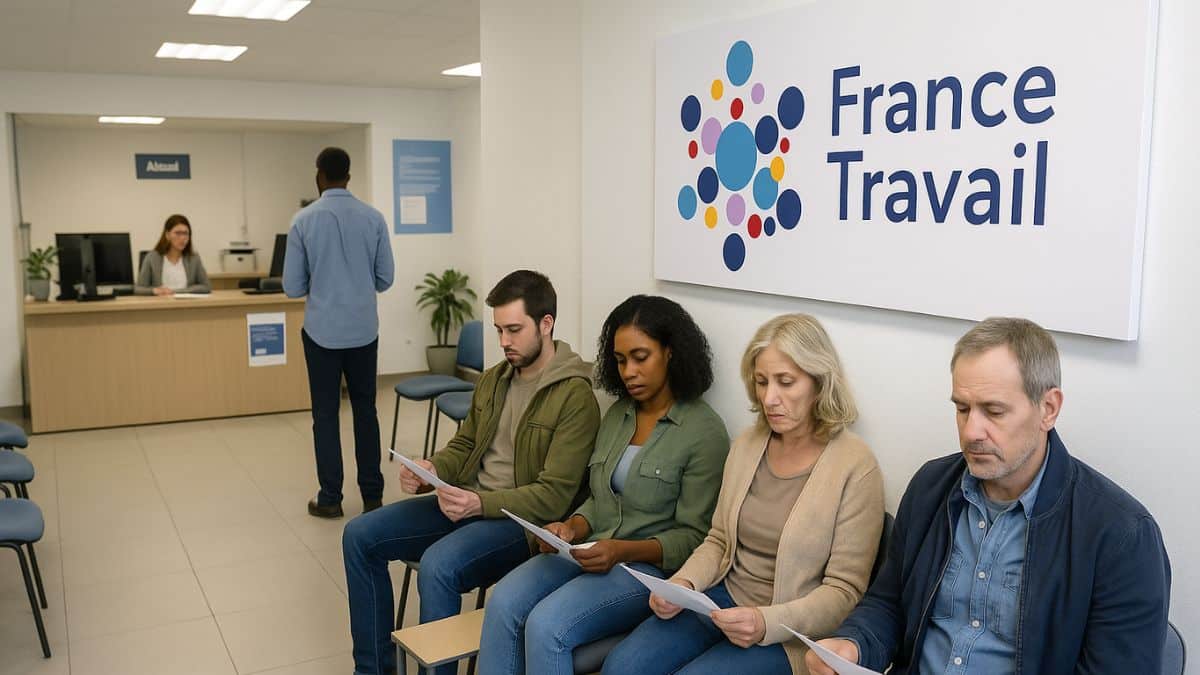 Des chômeurs dans une agence France Travail