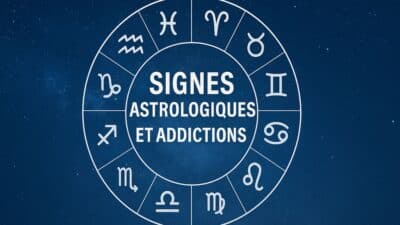 Illustration astrologique avec les signes du zodiaque sur un fond de ciel étoilé.